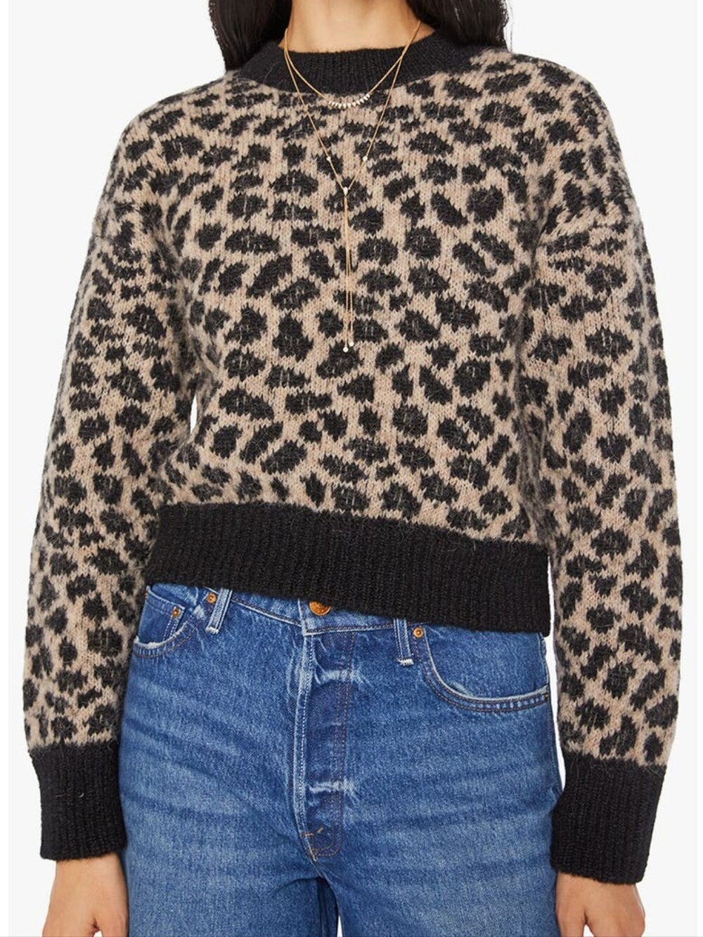 MOTHER Leopard Jacquard Crewneck Sweater